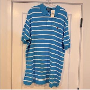 Polo Ralph Lauren NEW Men’s Polo Shirt Short Sleeve Blue with White Stripes XL